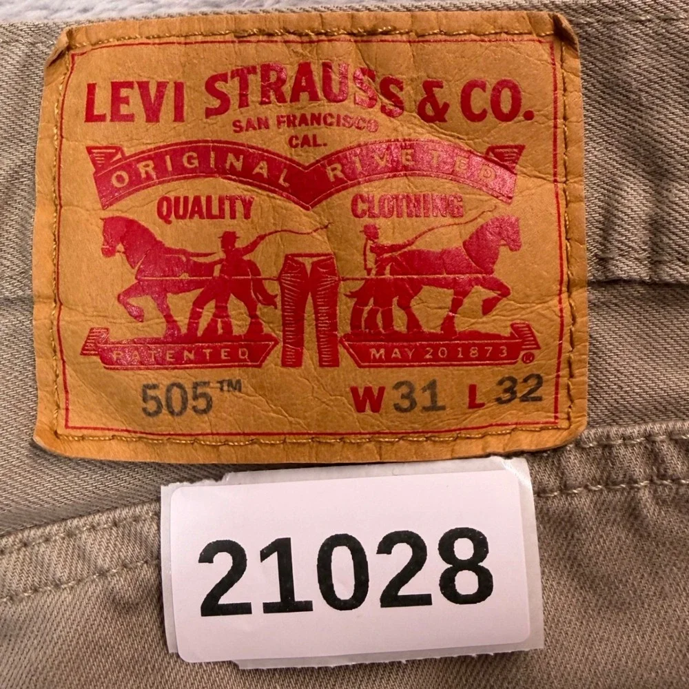 Levis 505 Jeans Mens Measures 31X31 Tag 31x32 Tan Regular Fit Straight Workwear
